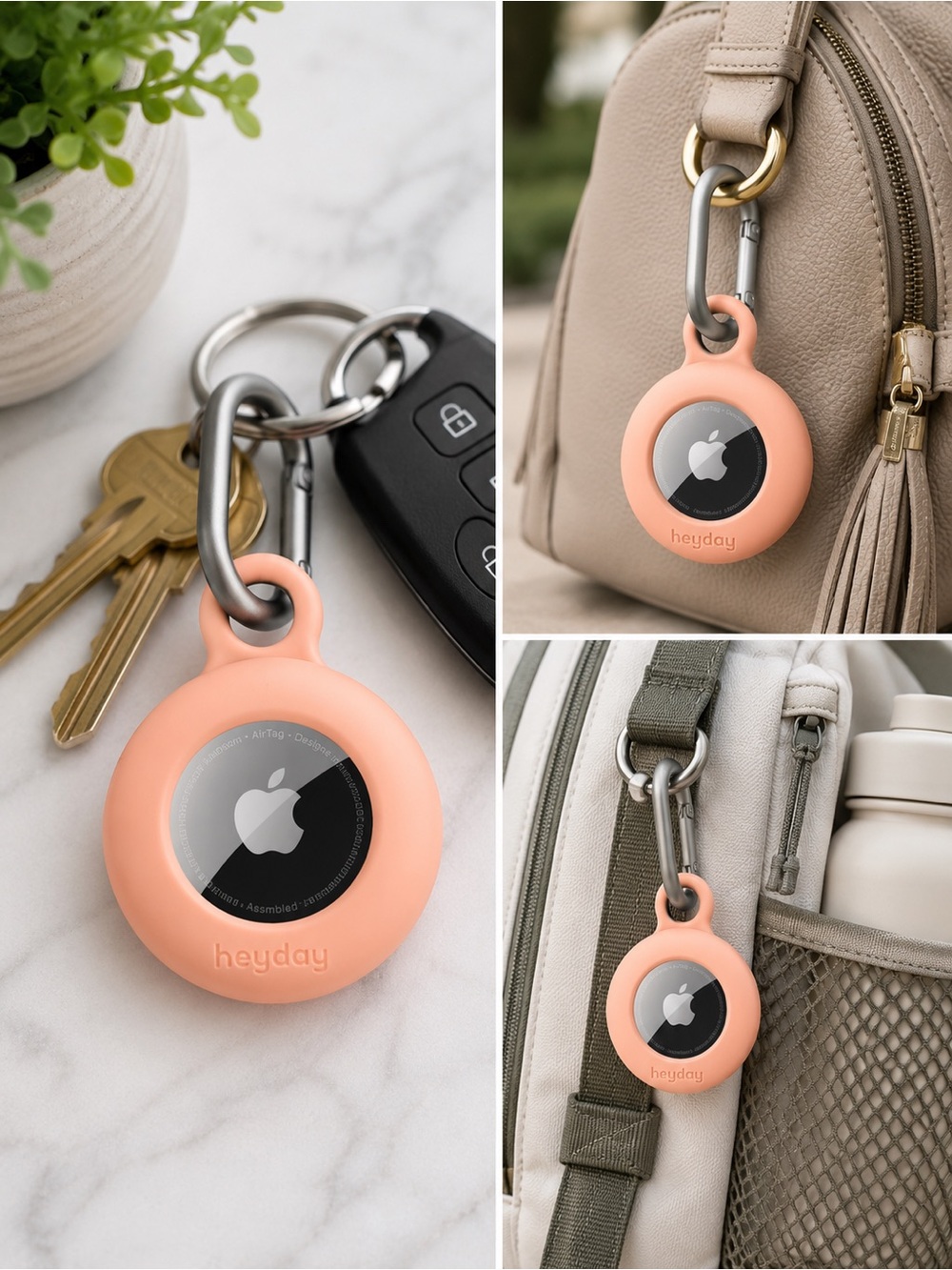 Heyday Apple AirTag Holder Keychain – Peach Silicone Case NIB